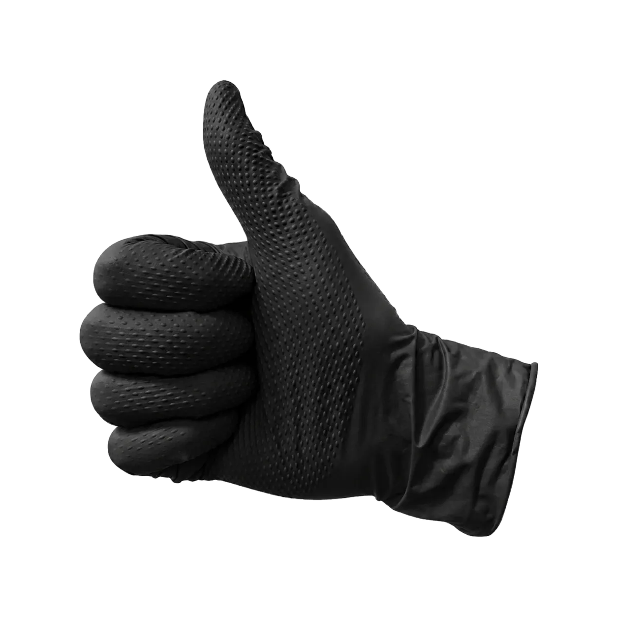 A black textured cleaning glove